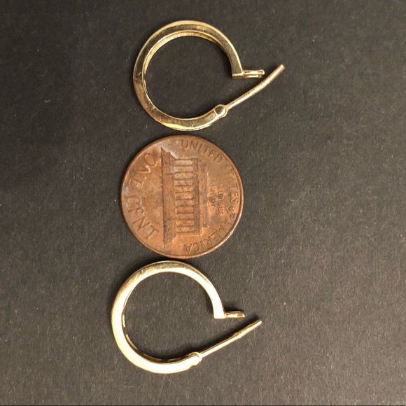 14k yellow gold diamond hoops - Picture 3 of 6